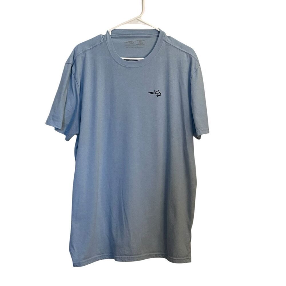 Reel Life Mens Light Blue Soft Lightweight Short Sleeve Graphic T-Shirt 2XL